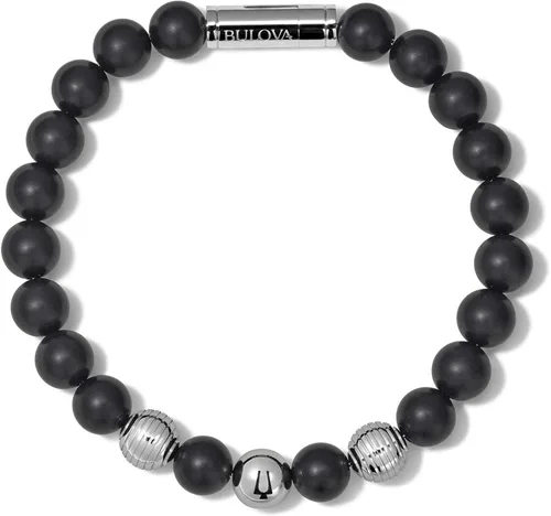 Miniatura 6 de Bulova Jewelry Men's Classic Beaded Bracelet with Cylinder Clasp