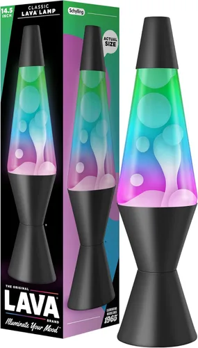 La lámpara Lava® original - 14.5" gris plomizo - Lámpara clásica de movimiento líquido - Tricolor verde/azul/púrpura - Artículo #2098 (exclusivo de