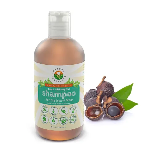 Nature Sustained Champú Natural para Cabello Seco y Cuero Cabelludo - Orgánico, Crudo y Silvestre con Probióticos, Hipoalergénico, Champú Hidratante