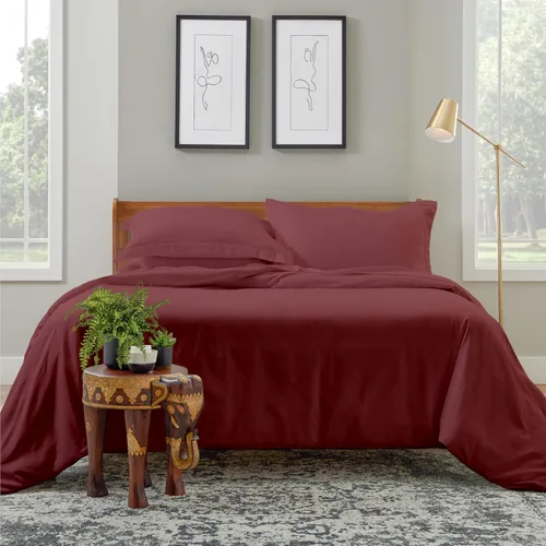Miniatura 9 de Cosy House Collection Juego de funda de edredón de lujo de 2 piezas, mezcla de rayón derivado del bambú, ropa de cama ultrasuave, protector de Crema