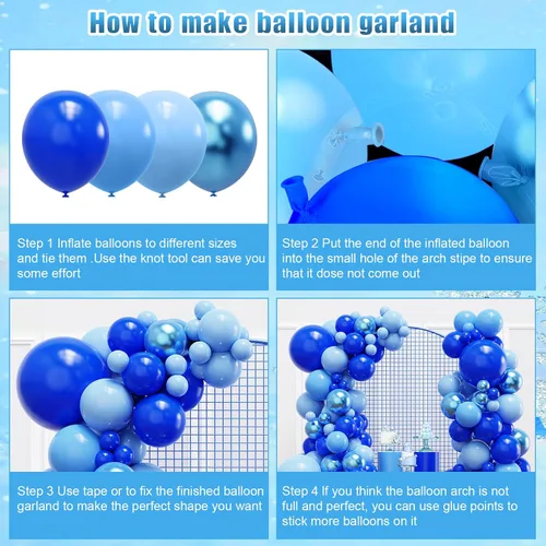 Miniatura 3 de YMSZ Kit de arco de guirnalda de globos azules, globos azul marino, globo azul metálico para cumpleaños, baby shower, graduación 2026, decoraciones