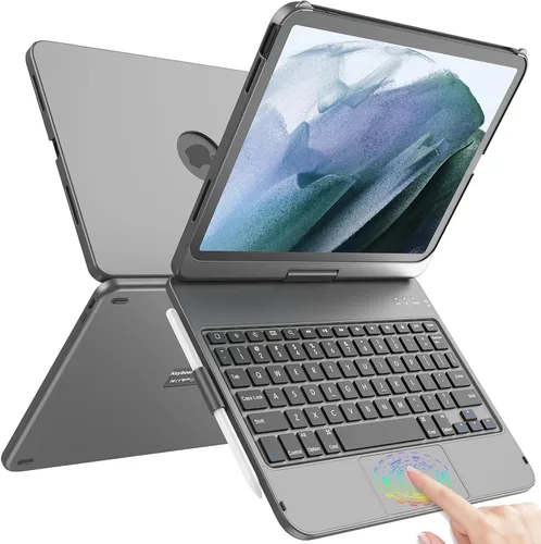 Miniatura 9 de TQQ Funda Touch para iPad (A16) de 11ª generación con teclado (11 pulgadas, 2025) y 10ª generación (10.9 pulgadas, 2022) – 360° giratorio, delgado