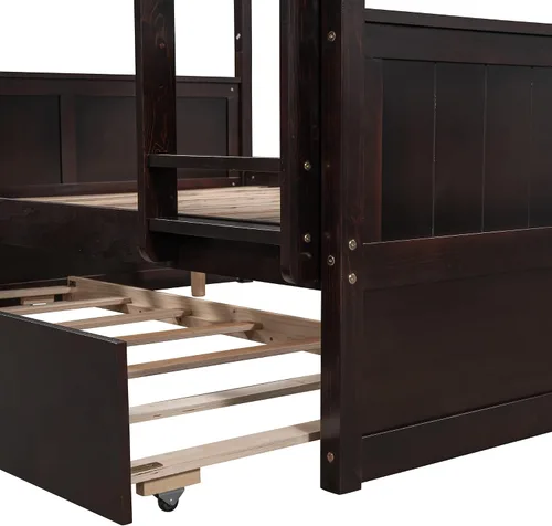 Miniatura 6 de Bellemave Literas de tamaño matrimonial sobre matrimonial con cama nido de tamaño individual, litera baja para niños, adultos y adolescentes