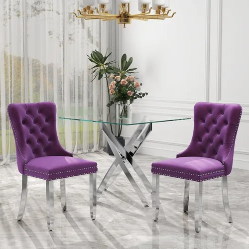 Miniatura 65 de Juego de comedor de 3 piezas con superficie de vidrio transparente, juego de comedor cuadrado minimalista moderno de 36'', juego de mesa de cocina