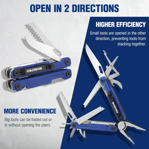 Miniatura 5 de WORKPRO Multiherramienta con cuchillo de bolsillo, regalo de cumpleaños para hombres, papá, padre, marido, alicates de acero inoxidable 18 en 1