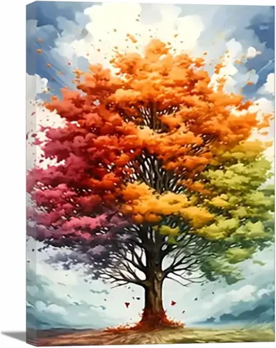 Miniatura 9 de VOCBAN Nature Tree of Life Abstract Pictures Canvas Painting Large Modern Canvas Wall Art Colorful Trees Living Room Wall Decor Plant Prints(black