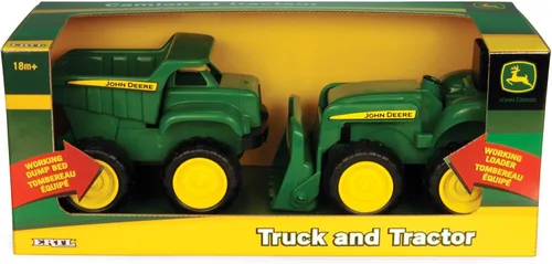 Miniatura 9 de TOMY - Juego de vehículos John Deere – Incluye camión volquete y tractor de juguete con cargador para caja de arena, juguetes para exteriores