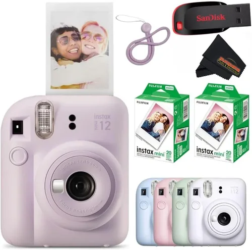 Miniatura 18 de Fujifilm Instax Mini 12 cámara instantánea Blossom Pink con unidad flash USB Sandisk de 32 GB + paquete de película Fujifilm Instax Mini de 40