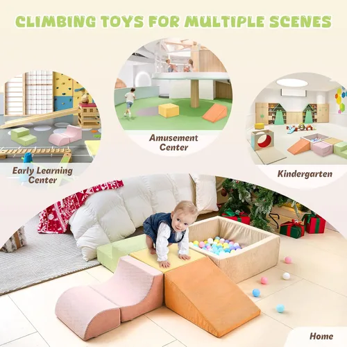 Miniatura 7 de Juguetes de escalada para niños pequeños, juguetes de escalada para niños pequeños en interiores, juego de 5 piezas de bloques de espuma para Rosa