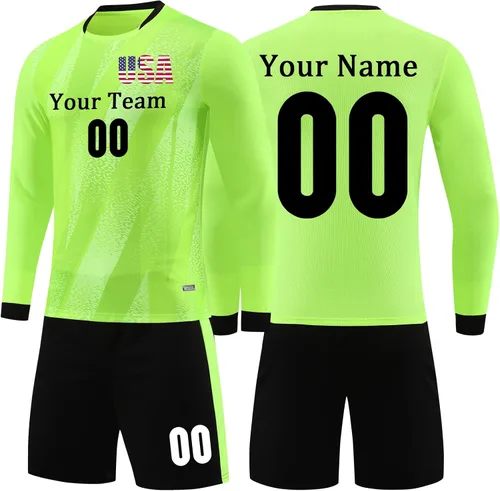 Camiseta de portero de fútbol personalizada para jóvenes con nombre y número de nombre, logotipo, manga larga, uniforme de portero, kit de portero