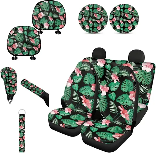 Miniatura 36 de Forchrinse Bee - Juego de fundas para asiento delantero y trasero con funda para palanca de cambios de freno de mano, funda para reposacabezas