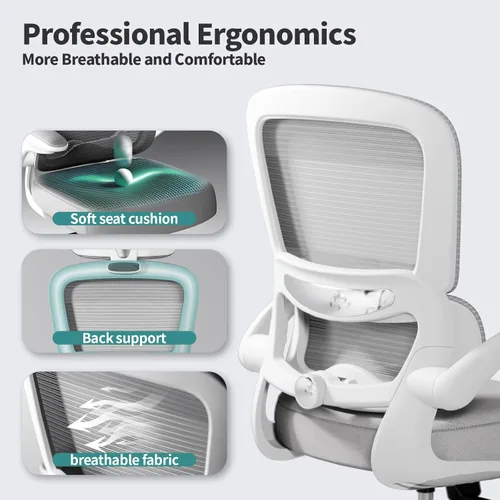 Miniatura 7 de TRALT Silla de oficina – Silla de escritorio ergonómica con soporte lumbar ajustable, silla de computadora de malla, sillas ejecutivas para oficina