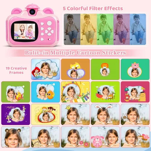 Miniatura 3 de Cámara digital de impresión instantánea para niños, cámara para niños pequeños, video selfie de 20 MP, juguete para niños, regalo de Navidad