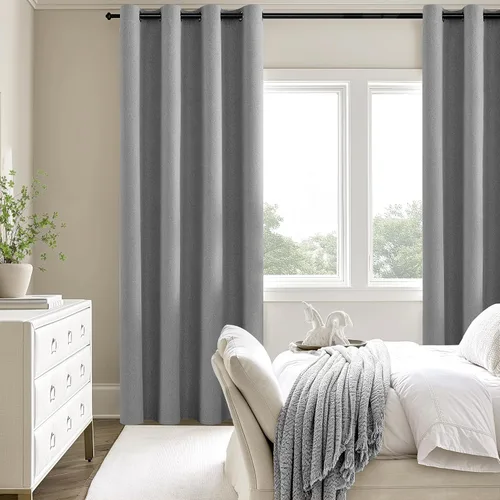 Miniatura 109 de ChrisDowa Cortinas 100% Opacas de Abedul Sólido de 45 Pulgadas de Largo, 2 Paneles para Dormitorio y Sala de Estar, Estilo Granja Oscurecedoras