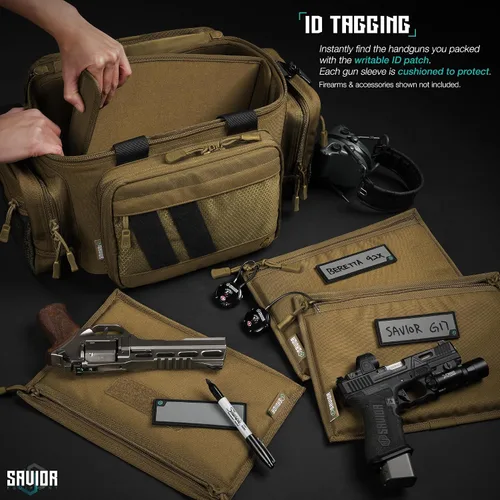 Miniatura 3 de Savior Equipment Funda táctica 600D para arma de fuego, funda suave con parche reflectante para bolsa de gama Specialist Series, cremalleras
