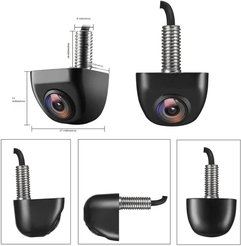 Miniatura 5 de NATIKA Cámara de retroceso/visión frontal, IP69K, impermeable, gran visión nocturna, HD y súper gran angular, de metal, estilo OEM, cámara de Negro