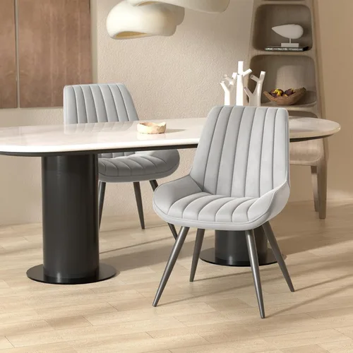 Miniatura 8 de Nalupatio Juego de 2 sillas de comedor modernas, cómodas sillas de comedor con cojines gruesos, sillas laterales tapizadas de tela con patas de Negro
