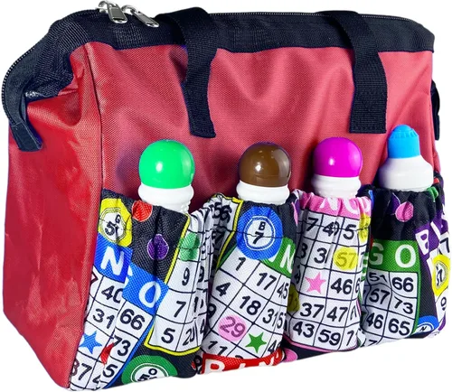 Miniatura 9 de Versátil bolsa grande de bingo 8 bolsillos Accesorios de bingo y estuche de maquillaje Bolsa de almacenamiento con cremallera