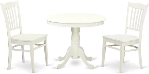 Miniatura 17 de East West Furniture ANGR3-MAH-W - Juego de comedor de 3 piezas para espacios pequeños que contiene una mesa de comedor redonda con pedestal y 2