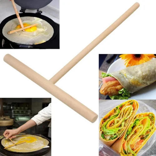 Miniatura 3 de 5 piezas para hacer panqueques, plancha para panqueques, esparcidor de madera en forma de T, crepé, esparcidor de masa para panqueques, herramienta