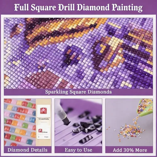 Miniatura 5 de Flower Purple Diamond Painting Kits for Adults Beginners, 5D Full Drill Diamond Art Kits Gem Art for Home Wall Decor, Rhinestone Embroidery Crafts