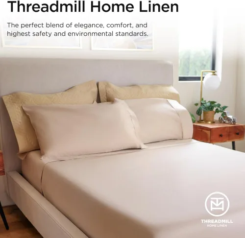 Miniatura 7 de Threadmill Sábanas de Algodón 100% para Cama Tamaño Queen - Juego de Sábanas Queen de 600 Hilos con Bolsillo Profundo de 16" - Juego de Ropa de Cama