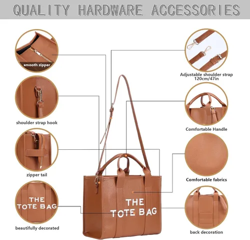 Miniatura 4 de Bolsas de trabajo para mujer, de gran tamaño, de piel sintética, con asa superior, para mujer