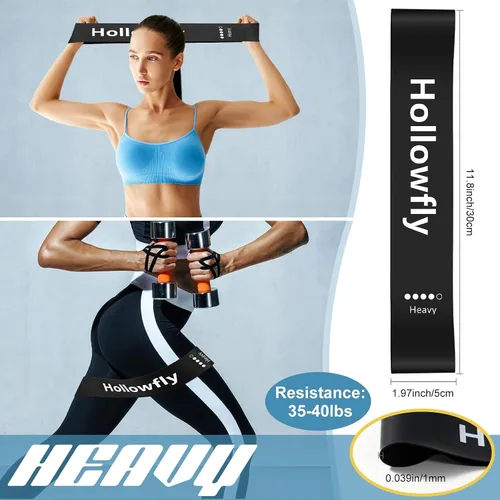 Miniatura 3 de Hollowfly 12 bandas de ejercicio de látex para entrenamiento de glúteos, bandas de ejercicio elásticas antideslizantes para piernas, sentadillas