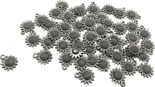 100 piezas de abalorios de girasol suministros artesanales colgantes hallazgos de joyería colgante colgante de aleación para hacer joyas, collares,