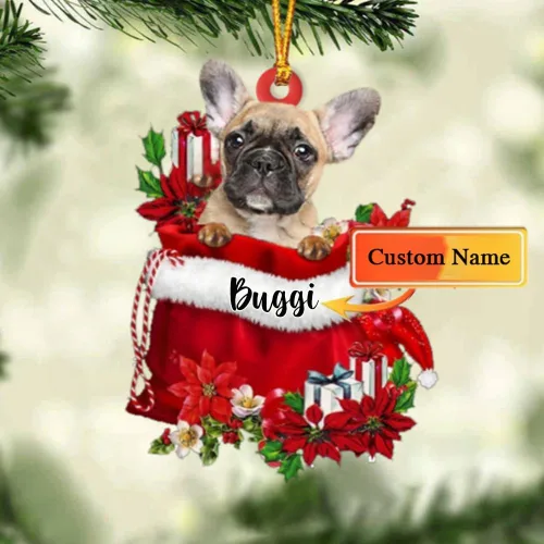 Miniatura 159 de Perro Akita Inu personalizado en bolsa de regalo, adorno de Navidad, nombre personalizado, regalo para amantes de los perros, familia, Navidad
