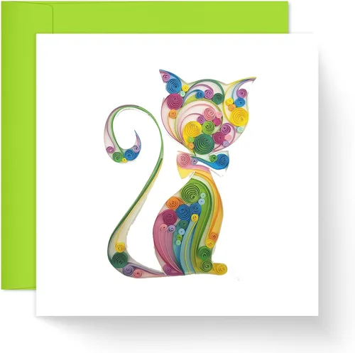 Bonita tarjeta de gato, tarjeta de gatito de animal para el día de la madre, día del padre, feliz cumpleaños, condolencias conmemorativas de