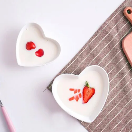 Miniatura 4 de Regalos de San Valentín para ella, lindos cuencos de cerámica con forma de corazón, mini condimento lateral, platos para condimentos, sushi, soja