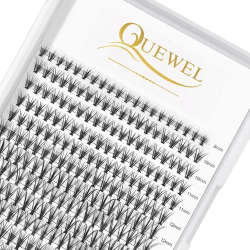 QUEWEL Lash Clusters 240 pestañas individuales 20D 0.07C, mezcla de rizos 8-14mm, pestañas postizas suaves y cómodas, extensión de pestañas DIY en
