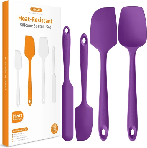 Miniatura 9 de Juego de espátulas de silicona resistentes al calor: U-Taste 600ºF - Utensilios de grado alimenticio sin costuras de alta temperatura, silicona