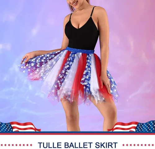 Miniatura 2 de Nicute Falda tutú para mujer, 4 de julio, color rojo, blanco y azul, con estrellas, divertida, patriótica, para fiesta del Día de la Independencia