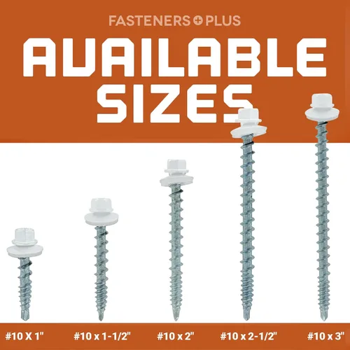 Miniatura 9 de Fasteners Plus ST Fastening Kwikseal Woodbinder Tornillos de Metal a Madera #10 X 1 Burgundy con Arandela de Goma EPDM, 250 Unidades - Diseñados