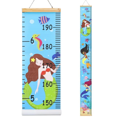 Miniatura 10 de HIFOT Tabla de crecimiento para niños, tabla de medición de altura, reglas de lona de animales de la selva para colgar en la pared para decoración