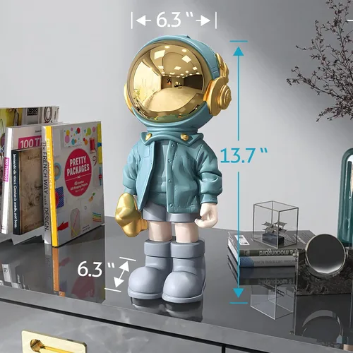 Miniatura 3 de EZ4ENCE Estatua de astronauta escultura de astronauta, escultura para decoración del hogar, decoración de estante azul artístico, decoración de mesa