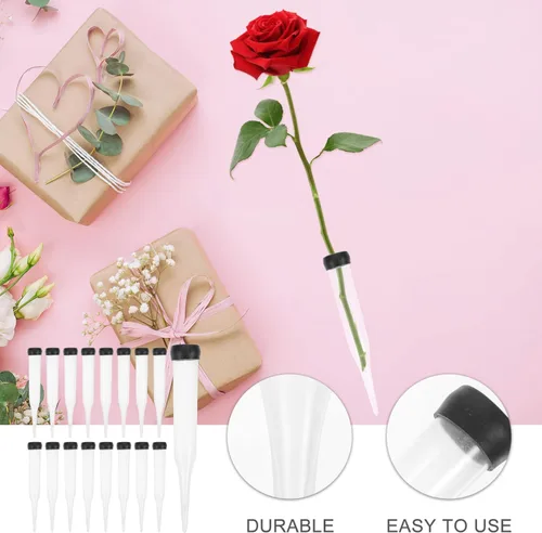 Miniatura 8 de 50 tubos de agua florales con púas de anclaje, tubo de nutrición de flores de plástico, tallos de flores, tubos de agua para flores frescas