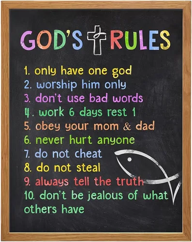 Miniatura 11 de Decoración de pared de los Diez Mandamientos para niños, niñas, habitación de niños pequeños o guardería, arte de pared con versículos religiosos