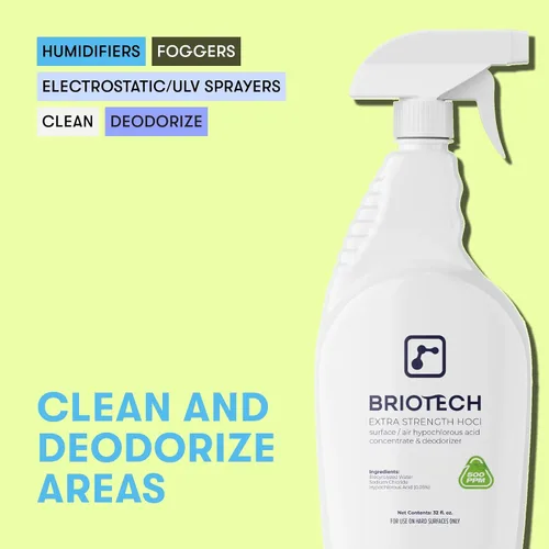 Miniatura 2 de BRIOTECH Limpiador HOCl de Fuerza Extra, Concentrado de Ácido Hipocloroso de 500 PPM, Nebulizadores y Humidificadores ULV, Desodorizante Profesional