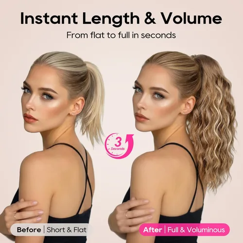 Miniatura 7 de REECHO Extensión de cola de caballo, extensión de cola de caballo de 18 pulgadas con clip de garra para mujer, extensiones de cabello largo, rizado