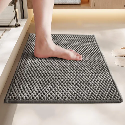 Miniatura 9 de BULULOM Alfombras de baño de chenilla, antideslizantes, absorbentes, de secado rápido, delgadas, lavables, para suelo de baño, ducha, fregadero