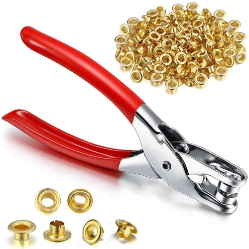 Mudder Kit de Herramientas de Alicates para Ojales y Arandelas de 301 Piezas, Alicates Perforadores de Ojales para Agujeros en Tela y Cuero con 300