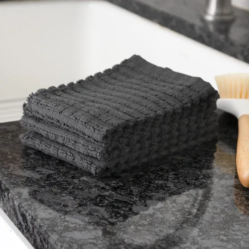 Miniatura 5 de Ritz Royale Collection - Juego de paños de cocina de 100 % algodón peinado, altamente absorbente, 13-3/4 x 12 pulgadas, 3 unidades, grafito sólido