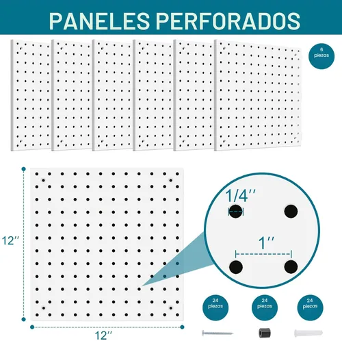 Miniatura 2 de Kit de Tablero de Clavijas Daanxw, Incluye Tablero y Accesorios, con Ganchos y Contenedores, Organizador de Pared para Oficina, Exhibición de Blanco