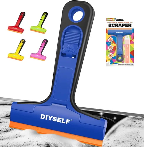 Miniatura 9 de DIYSELF Rascador de Cuchilla de Afeitar, 1 Paquete de Herramienta Rascadora con 10 Piezas de Cuchillas de 4 Pulgadas, Rascador de Cuchilla