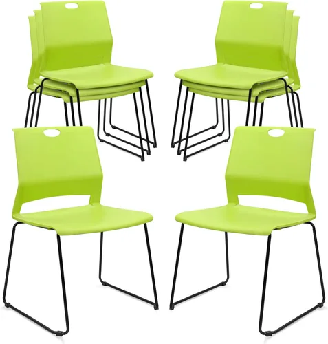 Miniatura 22 de KLASIKA Silla apilable para sala de espera, silla de oficina apilable con soporte lumbar ergonómico y patas de metal, sillas de escritorio