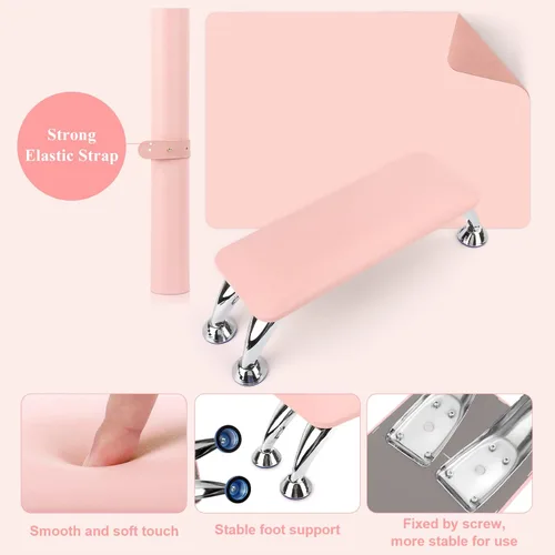 Miniatura 7 de Reposabrazos para uñas de acrílico con tapete para mesa de uñas, cojín de mano de cuero de microfibra para uñas, suave almohada de mano y reposapiés
