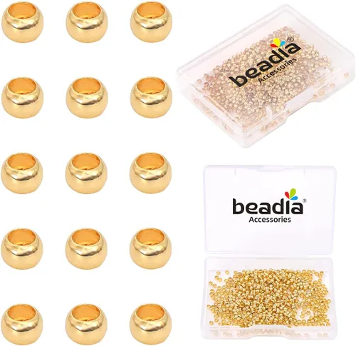 Miniatura 16 de BEADIA - Hebilla de línea de pesca cilíndrica chapada en oro de 14 quilates, tapas de extremo de 3.2 mm, 30 piezas para hacer joyas